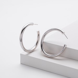 925 Sterling Silver Polished Chunky C-Hoop Earrings 40400137