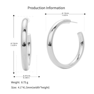 925 Sterling Silver Polished Chunky C-Hoop Earrings 40400137