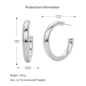 925 Sterling Silver Polished Chunky C-Hoop Earrings 40400137