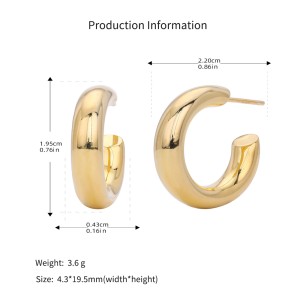 925 Sterling Silver Polished Chunky C-Hoop Earrings 40400137