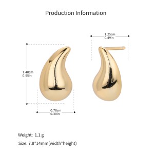 925 Sterling Silver Geometric Hollow Raindrop Stud Earrings 40400138