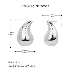 925 Sterling Silver Geometric Hollow Raindrop Stud Earrings 40400138