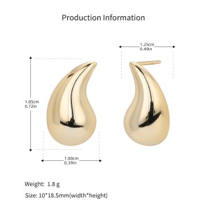 925 Sterling Silver Geometric Hollow Raindrop Stud Earrings 40400138