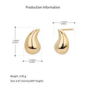 925 Sterling Silver Geometric Hollow Raindrop Stud Earrings 40400138