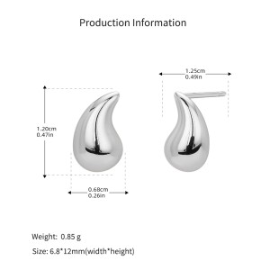 925 Sterling Silver Geometric Hollow Raindrop Stud Earrings 40400138