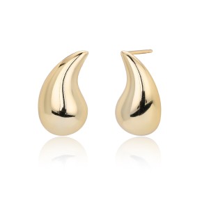 925 Sterling Silver Geometric Hollow Raindrop Stud Earrings 40400138