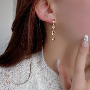 925 Sterling Silver Abstract Bean Linear Dangle Stud Earrings 40400142