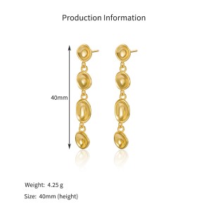 925 Sterling Silver Abstract Bean Linear Dangle Stud Earrings 40400142