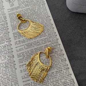 925 Sterling Silver Geometric Chain Fringe Earrings 40400143 925 Sterling Silver Geometric Chain Fringe Earrings 40400143