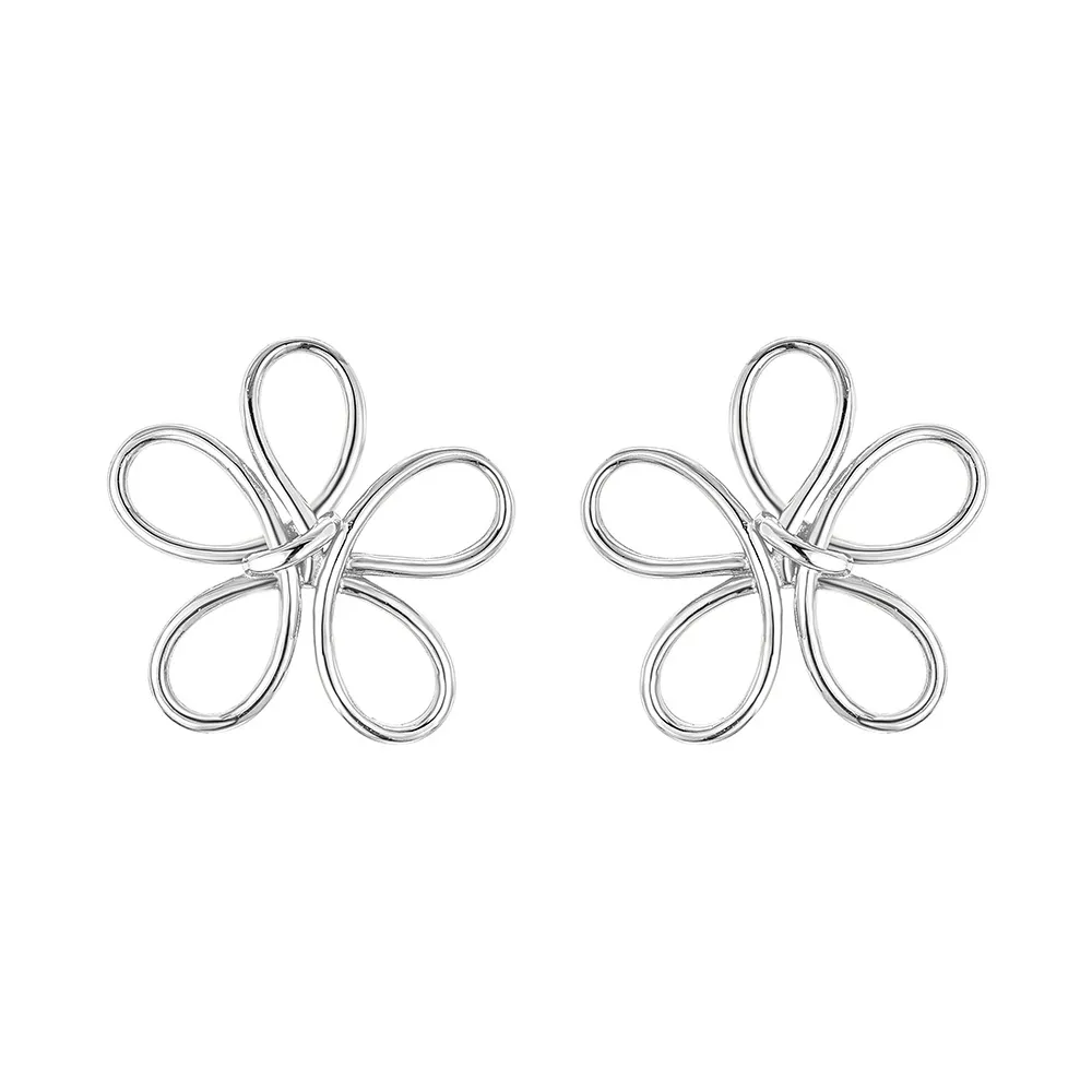 925 Sterling Silver Hollow Wire Floral Knot Stud Earrings 40400144 925 Sterling Silver Hollow Wire Floral Knot Stud Earrings 40400144