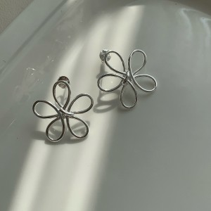 925 Sterling Silver Hollow Wire Floral Knot Stud Earrings 40400144 925 Sterling Silver Hollow Wire Floral Knot Stud Earrings 40400144