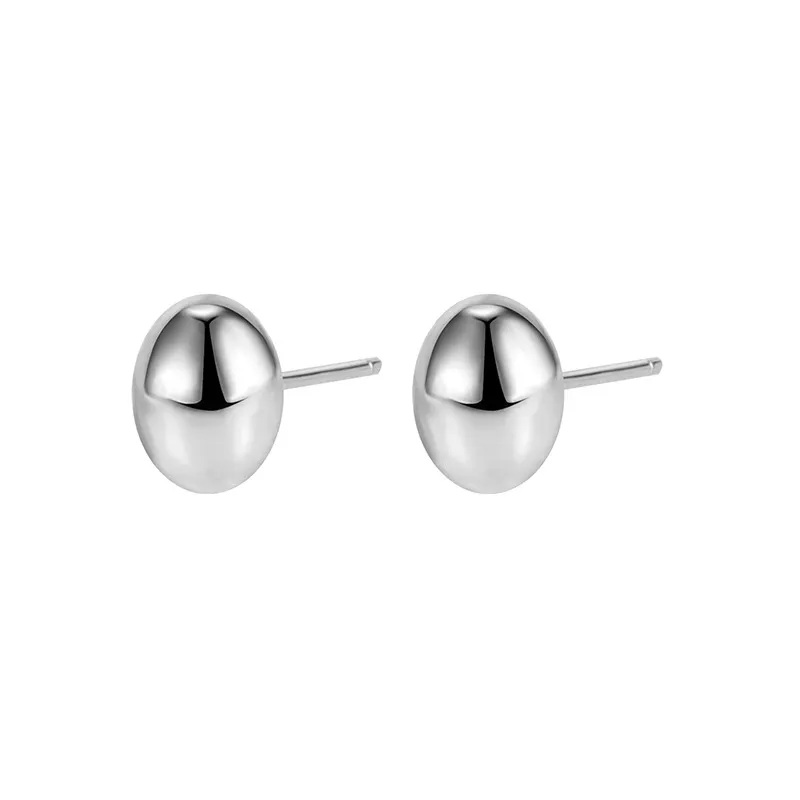 925 Sterling Silver Smooth Oval Bean Stud Earrings 40400145