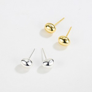 925 Sterling Silver Smooth Oval Bean Stud Earrings 40400145