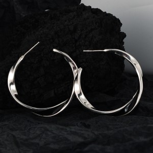 925 Sterling Silver Geometric Mobius Twist Hoop Earrings 40400146 925 Sterling Silver Geometric Mobius Twist Hoop Earrings 40400146