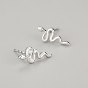 925 Sterling Silver Minimalist Snake-Shape Stud Earring 40400147