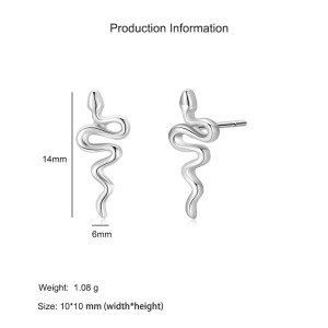 925 Sterling Silver Minimalist Snake-Shape Stud Earring 40400147