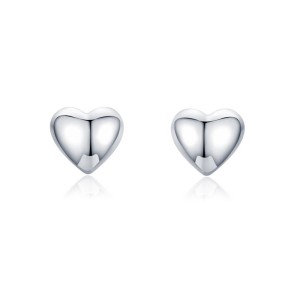 925 Sterling Silver Polished Shiny Heart Stud Earring 40400148