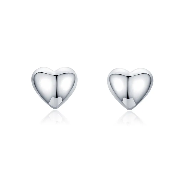 925 Sterling Silver Polished Shiny Heart Stud Earring 40400148