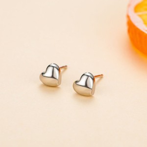 925 Sterling Silver Polished Shiny Heart Stud Earring 40400148