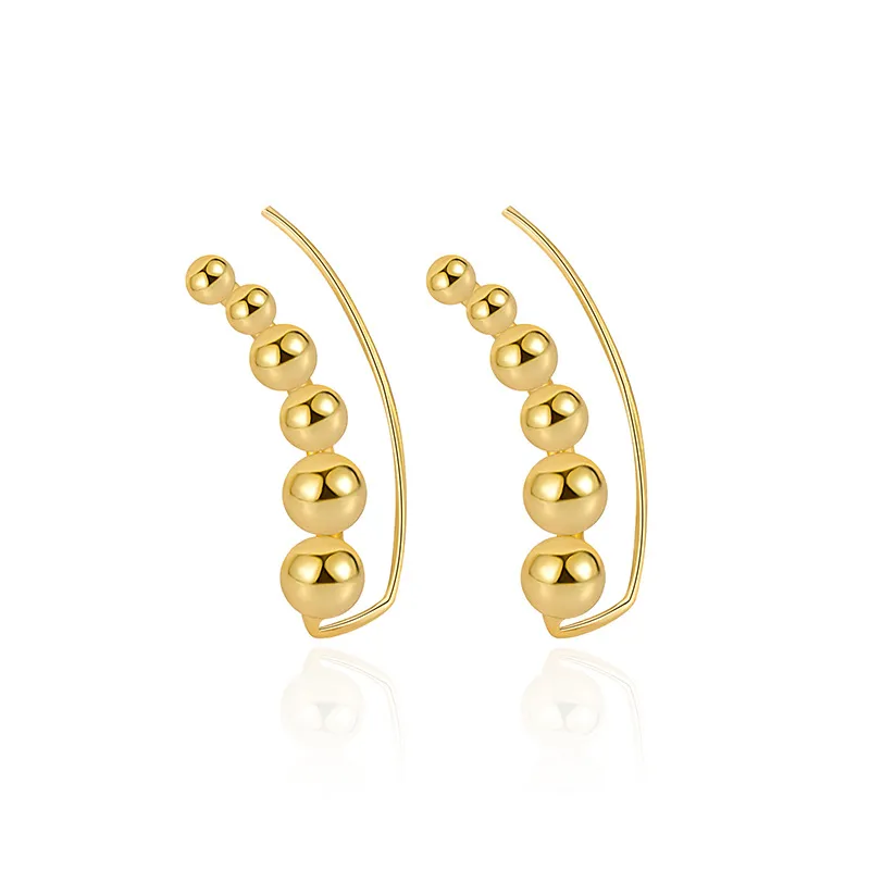 925 Sterling Silver Curved Graduated Ball Stud Earrings 40400149