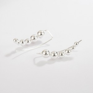 925 Sterling Silver Curved Graduated Ball Stud Earrings 40400149 925 Sterling Silver Curved Graduated Ball Stud Earrings 40400149