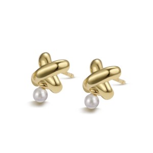 X Letter Pearl Stud Earring 40500011