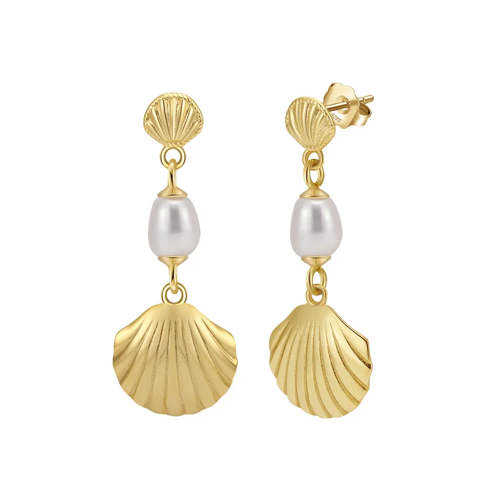 925 Sterling Silver Fresh Water Pearl Shell Stud Earring 40500016