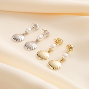 925 Sterling Silver Fresh Water Pearl Shell Stud Earring 40500016