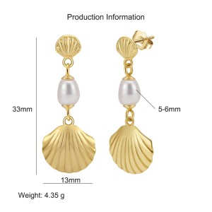 925 Sterling Silver Fresh Water Pearl Shell Stud Earring 40500016