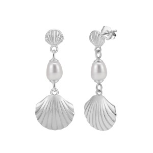 925 Sterling Silver Fresh Water Pearl Shell Stud Earring 40500016