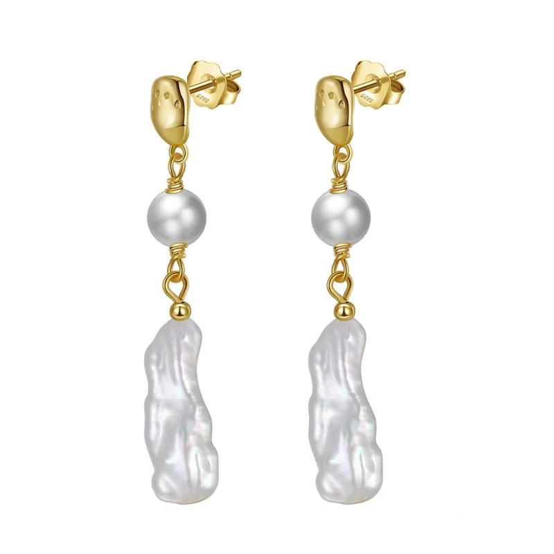 925 Sterling Silver Baroque Fresh Water Pearl Stud Earring 40500017