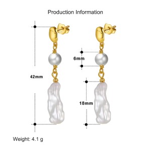 925 Sterling Silver Baroque Fresh Water Pearl Stud Earring 40500017