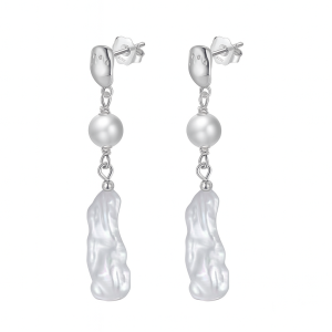 925 Sterling Silver Baroque Fresh Water Pearl Stud Earring 40500017