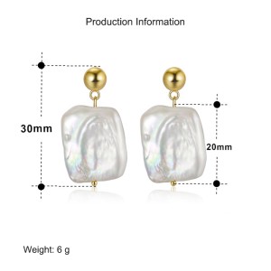 925 Sterling Silver Baroque Fresh Water Pearl Stud Earring 40500019