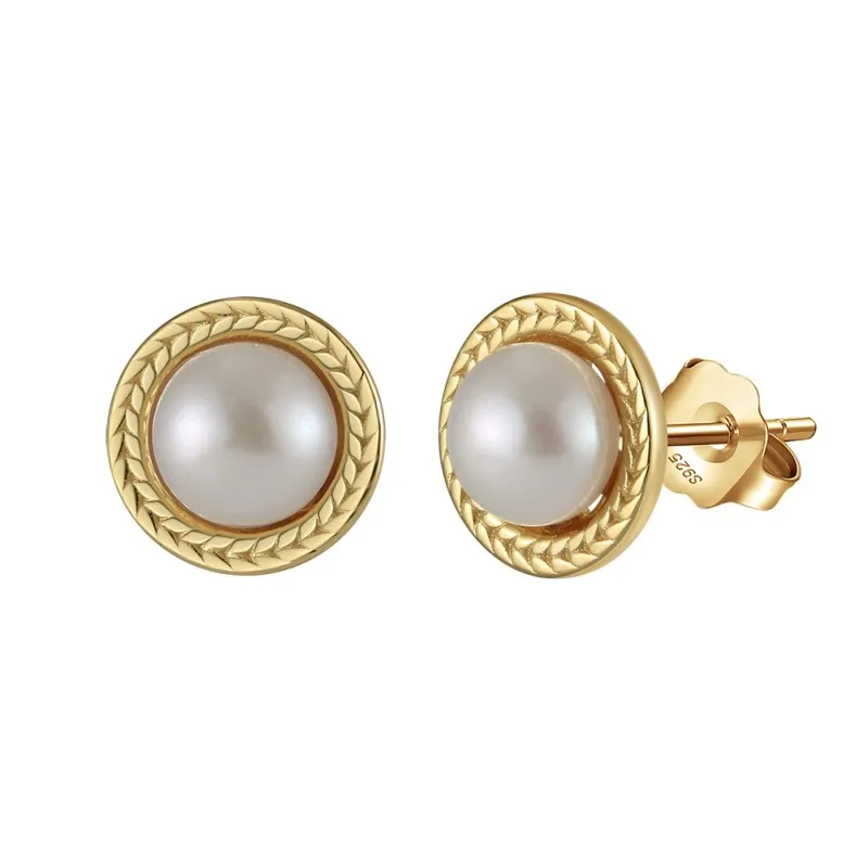 925 Sterling Silver Vintage Fresh Water Pearl Stud Earring 40500020