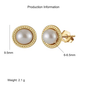 925 Sterling Silver Vintage Fresh Water Pearl Stud Earring 40500020