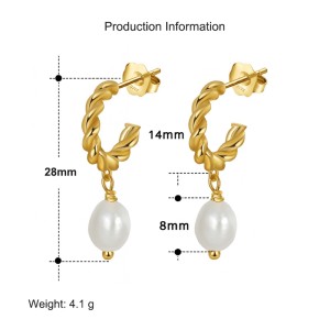 925 Sterling Silver Fresh Water Pearl Twisted Hoop Earring 40500021