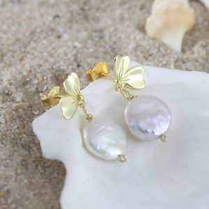 925 Sterling Silver Fresh Water Pearl Butterfly Earring 40500023
