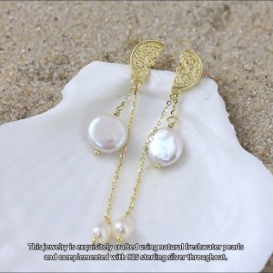 925 Sterling Silver Fresh Water Pearl Tassel Stud Earring 40500025