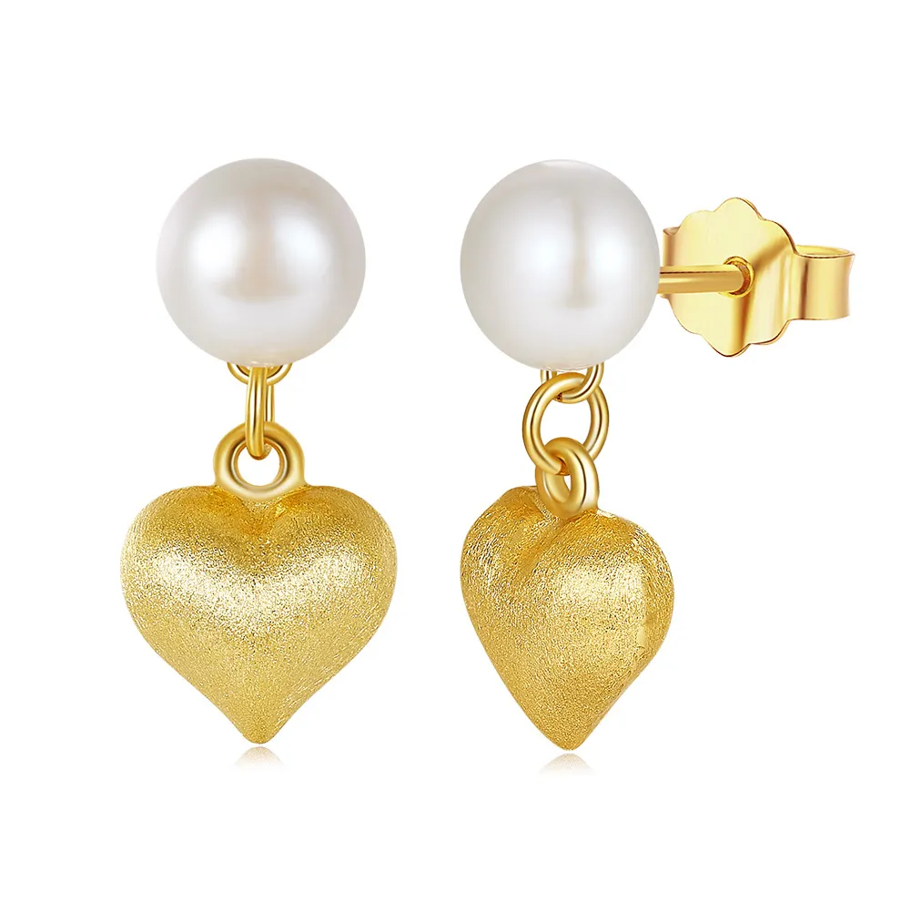 925 Sterling Silver Fresh Water Pearl Heart Pendant Earring 40500027