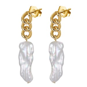925 Sterling Silver Baroque Fresh Water Pearl Stud Earring 40500030