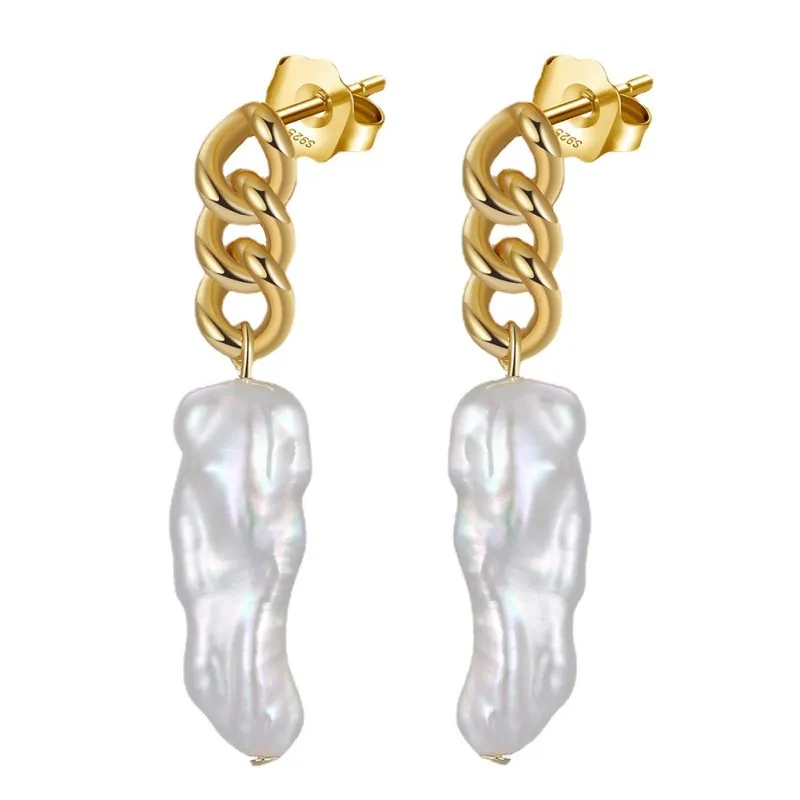 925 Sterling Silver Baroque Fresh Water Pearl Stud Earring 40500030