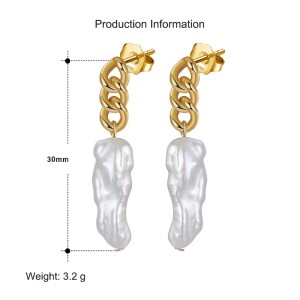 925 Sterling Silver Baroque Fresh Water Pearl Stud Earring 40500030