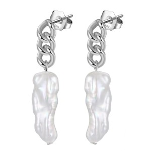 925 Sterling Silver Baroque Fresh Water Pearl Stud Earring 40500030