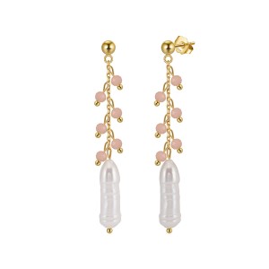 925 Sterling Silver Opal Baroque Fresh Water Pearl Earring 40500032