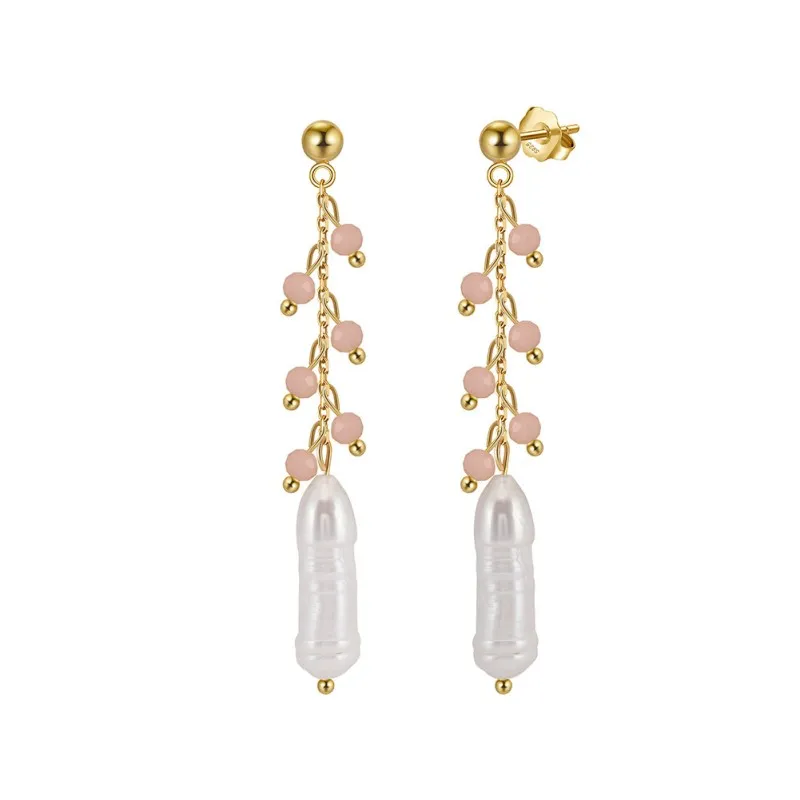 925 Sterling Silver Opal Baroque Fresh Water Pearl Earring 40500032