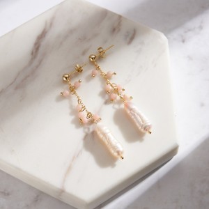 925 Sterling Silver Opal Baroque Fresh Water Pearl Earring 40500032