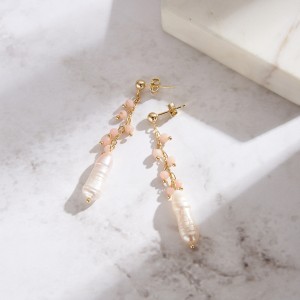 925 Sterling Silver Opal Baroque Fresh Water Pearl Earring 40500032