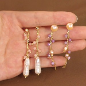 925 Sterling Silver Opal Baroque Fresh Water Pearl Earring 40500032