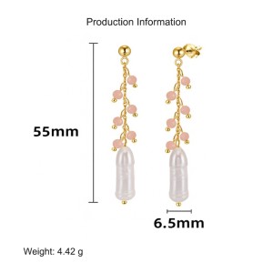 925 Sterling Silver Opal Baroque Fresh Water Pearl Earring 40500032